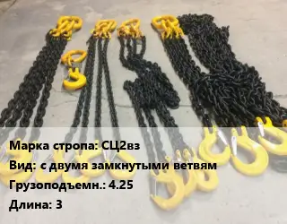 Строп цепной СЦ2вз с двумя замкнутыми ветвям Грузопод.4.25 L=3